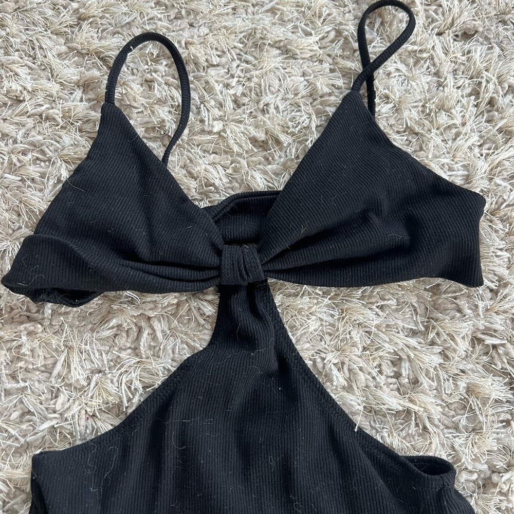Black Cutout Mini Dress - Sleek Women's Party Dress - Picture 4 of 5